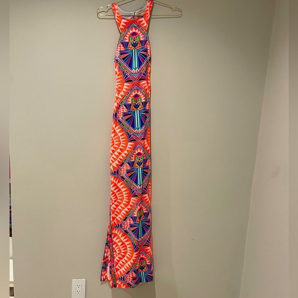 EUC Mara Hoffman High Neck Column Dress Fountain Coral Sz.6